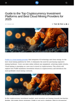 Guide to the Top Cryptocurrency Investment Platforms and Best Cloud Mining Providers for 2025 - Visionary Financial