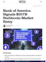 Bank of America Signals $257B Stablecoin Market Entry