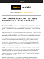 TON Partners with SCRYPT to Enable Institutional Access to Stablecoins