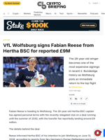 VfL Wolfsburg signs Fabian Reese from Hertha BSC for reported £9M