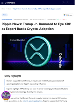 Ripple News: Trump Jr. Rumored to Eye XRP as Expert Backs Crypto Adoption