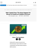 Rekt Capital Says This Must Happen for Bitcoin to Preserve Its Bullish Structure