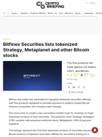 Bitfinex Securities lists tokenized Strategy, Metaplanet and other Bitcoin stocks