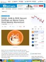 DOGE, SHIB & PEPE Record Outflows as Meme Coins Shed Weekly Momentum ⋆ ZyCrypto