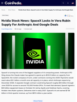 Nvidia Stock News: SpaceX Locks In Vera Rubin Supply For Anthropic And Google Deals