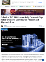 Qubetics’ $17.7M Presale Rally Crowns It Top Rated Crypto To Join Now as Filecoin and Algorand Grow