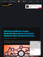 TRX Price Prediction: Targets $0.32-$0.35 by March as Technical Indicators Show Neutral Momentum - Blockchain.News