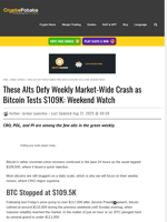These Alts Defy Weekly Market-Wide Crash as Bitcoin Tests $109K: Weekend Watch