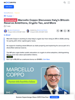 Italy MP Talks Bitcoin Reserve Plans and Crypto Taxes