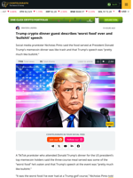 Trump crypto dinner guest describes ‘worst food’ ever and ‘bullshit’ speech