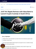 JUST IN: Ripple Partners with Absa Bank to Launch Crypto Custody in South Africa