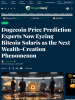 Dogecoin Price Prediction Experts Now Eyeing Bitcoin Solaris as the Next Wealth-Creation Phenomenon - Crypto Daily