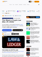This Week in Crypto Law (Mar. 29, 2026) – Law and Ledger Bitcoin News