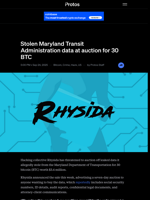 Stolen Maryland Transit Administration data at auction for 30 BTC