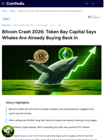 Bitcoin Crash 2026: Token Bay Capital Says Whales Are Already Buying Back In