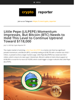 Little Pepe (LILPEPE) Momentum Impresses, But Bitcoin (BTC) Needs to Hold This Level to Continue Uptrend Toward $118,000