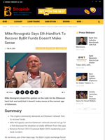 Mike Novogratz Says Eth Hardfork To Recover ByBit Funds Doesn’t Make Sense - Bitcoinik