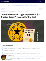 Ghana to Regulate Crypto by 2025 as $3B Trading Boom Pressures Central Bank