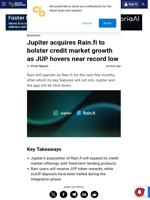 Jupiter acquires Rain.fi to bolster credit market growth as JUP hovers near record low