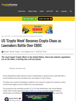 US 'Crypto Week' Becomes Crypto Chaos as Lawmakers Battle Over CBDC
