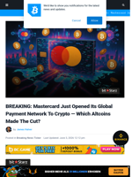 BREAKING: Mastercard Just Opened Its Global Payment Network To Crypto — Which Altcoins Made The Cut? | Bitcoinist.com