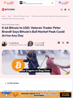 0.46 Bitcoin to USD: Trader Peter Brandt Predicts Bitcoin New ATH