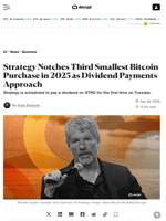 Strategy Notches Third Smallest Bitcoin Purchase in 2025 as Dividend Payments Approach - Decrypt