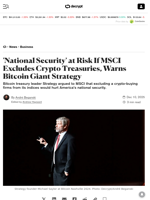 'National Security' at Risk If MSCI Excludes Crypto Treasuries, Warns Bitcoin Giant Strategy - Decrypt