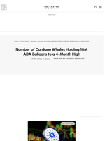 Number of Cardano Whales Holding 10M ADA Balloons to a 4-Month High