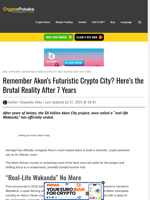 Remember Akon's Futuristic Crypto City? Here's the Brutal Reality After 7 Years