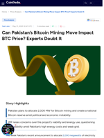 Can Pakistan’s Bitcoin Mining Move Impact BTC Price? Experts Doubt It