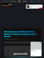 BTC Holds Above $111K Short-Term Holder Cost Basis as Selling Pressure Mounts - Blockchain.News