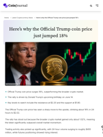 Here’s why the Official Trump coin price just jumped 18% - CoinJournal
