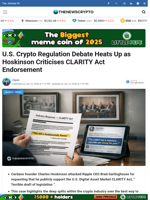 U.S. Crypto Regulation Debate Heats Up as Hoskinson Criticises CLARITY Act Endorsement - TheNewsCrypto
