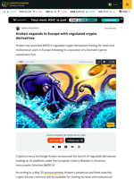 Kraken expands in Europe with regulated crypto derivatives