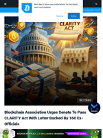 Blockchain Association Urges Senate To Pass CLARITY Act With Letter Backed By 160 Ex-Officials | Bitcoinist.com
