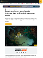 Crypto Sentiment Plunges With Bitcoin’s Fall Below $106K
