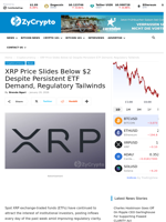 XRP Price Slides Below $2 Despite Persistent ETF Demand, Regulatory Tailwinds ⋆ ZyCrypto