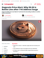 Dogecoin Price Alert: Why $0.20 Is Battle Line - Coinspeaker