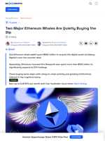 Two Major Ethereum Whales are Buying the Dip as ETH Price Falls
