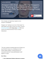 Amazon CEO Andy Jassy Warns Shoppers Are 'Starting To See More Of That Impact' As Trump's 10% Tariffs Begin Hitting Prices On Amazon - Amazon.com (NASDAQ:AMZN) - Benzinga
