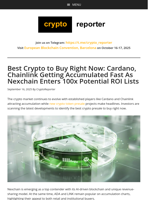 Best Crypto to Buy Right Now: Cardano, Chainlink Getting Accumulated Fast As Nexchain Enters 100x Potential ROI Lists