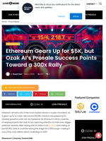 Ethereum Gears Up for $5K, but Ozak AI’s Presale Success Points Toward a 300x Rally | Live Bitcoin News