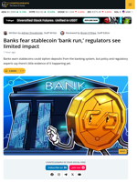 Banks Fear Stablecoin “Bank Run”, Regulators See No Impact