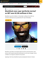 BlackRock Calls $2.3 Billion IBIT Outflows in November ‘Perfectly Normal’