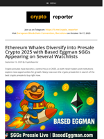 Ethereum Whales Diversify into Presale Crypto 2025 with Based Eggman $GGs Appearing on Several Watchlists