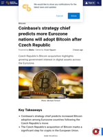 Coinbase's strategy chief predicts more Eurozone nations will adopt Bitcoin after Czech Republic