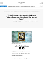TRUMP Meme Coin Set to Unlock 40M Tokens Tomorrow: How Could the Market React?