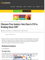 Ethereum Price Analysis: How Close Is ETH to Breaking Above $4K?