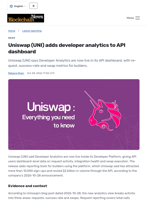 Uniswap (UNI) adds developer analytics to API dashboard - Blockchain.News